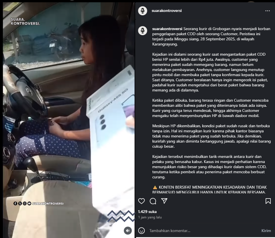 Viral kurir di Grobogan nyaris kena tipu saat COD Paket HP